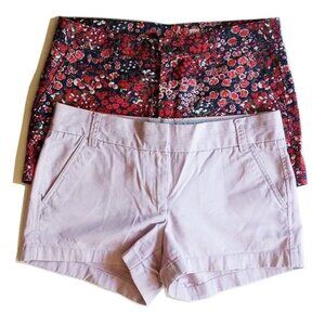 2 Pair J Crew Gap 3" Mid-Rise Chino Shorts 4 Lavender Red Black Floral